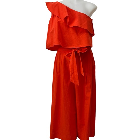 Zara Orange One Shoulder Jumpsuit Size Medium - Picture 2 of 8